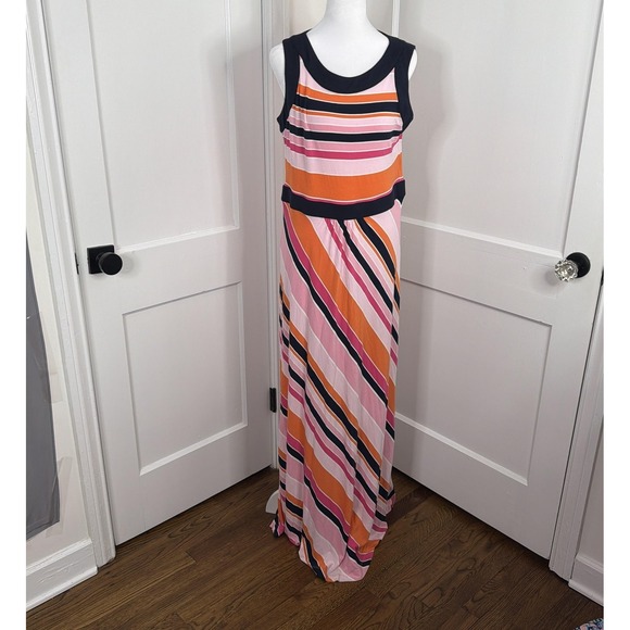 Lands' End Dresses & Skirts - Lands' End Dress Womens Medium Striped Maxi Tank Jersey Summer Travel Casual
